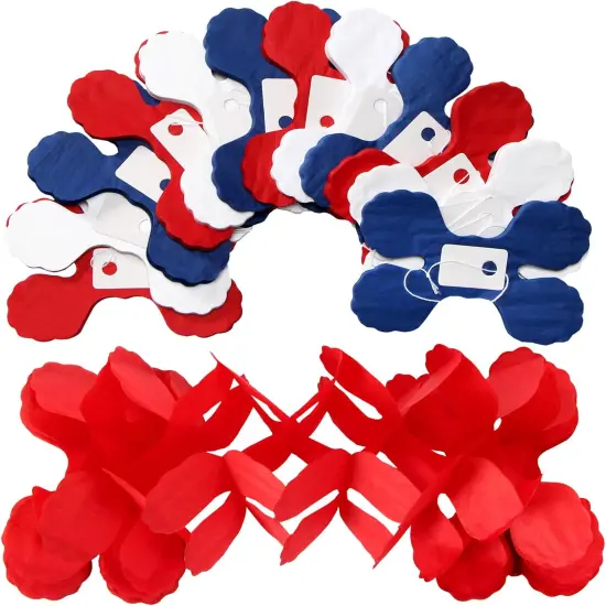 Fourth-4th of July Memorial-Day Party-Decorations - 157FT Red White Blue Patriotic Streamers Garland,Graduation Four-Leaf Clover Hanging Banner,Independence American Birthday Decor Hugtmr {2}