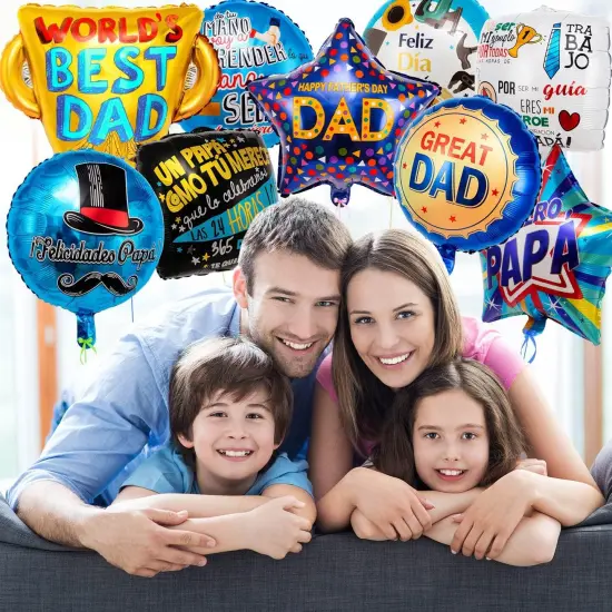 Happy Father's Day Balloons, 11Pcs Premium Aluminum Foil Fathers Day Balloons, Large Size Best Dad Day Balloons for Father's Day Party Birthday Decorations Supplies {2}