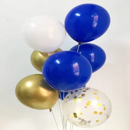 Royal Blue Chrome Gold Balloons - 50Pieces Latex Balloons White Gold Blue confetti for Birthday Wedding Engagement Graduation Anniversary Party Decorations and Supplies {2}