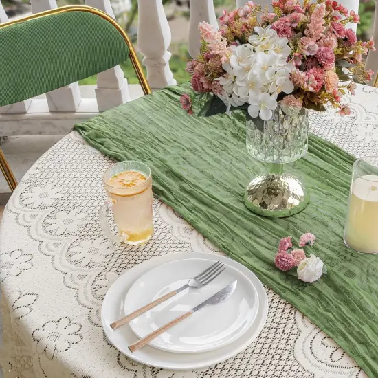 6 Pack Cheesecloth Table Runner 10FT Saga Green Cheese Cloth Table Runners 35x120 Inches Boho Gauze Table Runner Rustic Sheer Table Runner for Party Baby Shower Wedding Decorations {4}