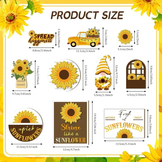 12 Pcs Sunflower Tiered Tray Decor Set Summer Kitchen Decor Tiered Tray Rustic Farmhouse Tier Tray Decor Items Sunflower Gnome Wooden Signs for Sunflower Party Decor Summer Home Decoration {2}