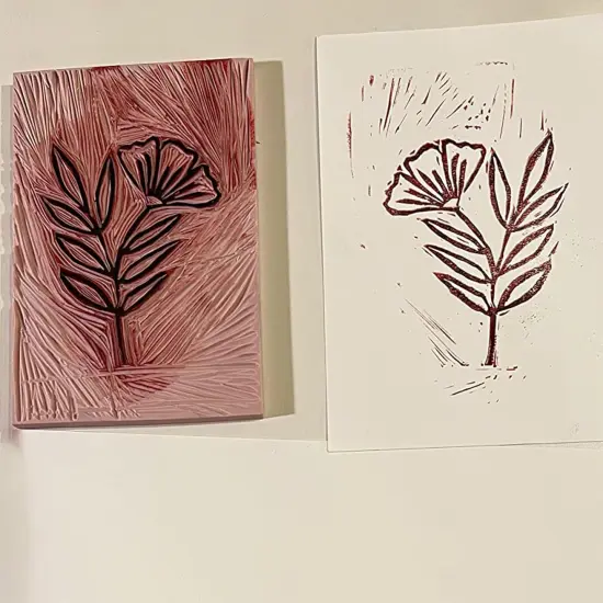 12 Pcs 4" x 6" Pink Rubber Carving Blocks, Soft Rubber Crafts Rubber Stamping Blanks with Carving Tools, Linoleum Blocks for Printmaking {4}