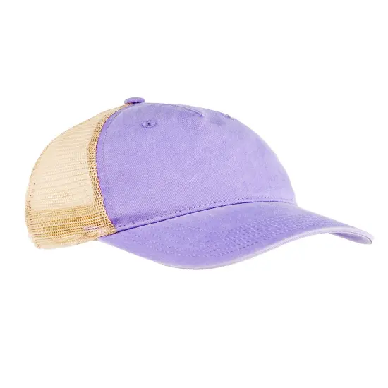 Authentic Pigment&reg; Dyed Trucker Hat Classic Stylish Fit LT PURPLE/ KHAKI {1}