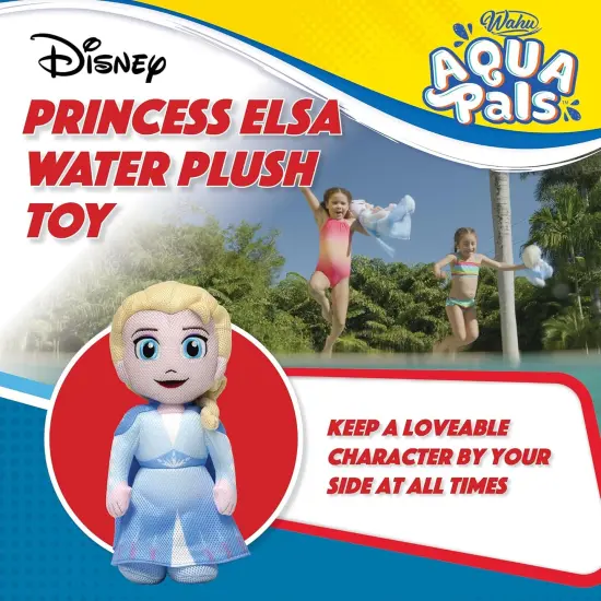Aqua Pals Disney Classic Elsa Plush Water Toy for Kids Ages 2+, Fast-Drying Waterproof Plush Doll Toy for Pool and Bathtub, Medium, Blue/White, 16" {3}