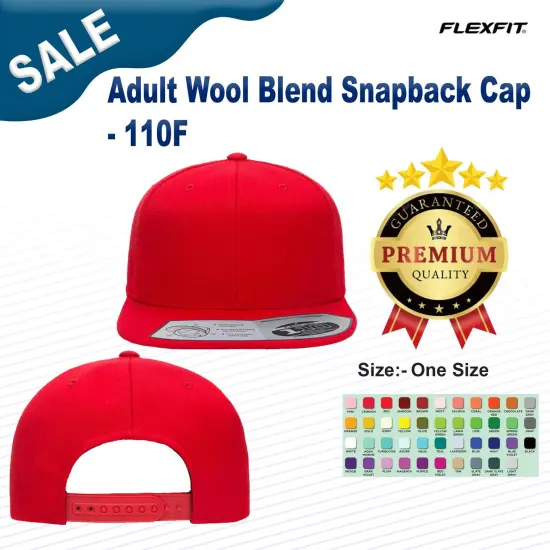 Flexfit&reg; Adult Wool Blend Snapback Cap ROYAL {2}