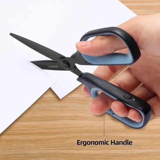 All Purpose Scissors - Comfort Grip, 3D Curved Cutting Edge, Stainless Steel Office Scissors for Sewing Fabric Home Craft School Supplies, 2-Pack (Blue, Green) {4}