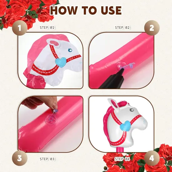 Roshtia 16 Pcs Inflatable Stick Horse and Horse Balloons for Kids Racing Derby Party Supplies Cute Horsehead Stick Balloon Derby Day Party Decorations for Birthday Baby Shower {2}