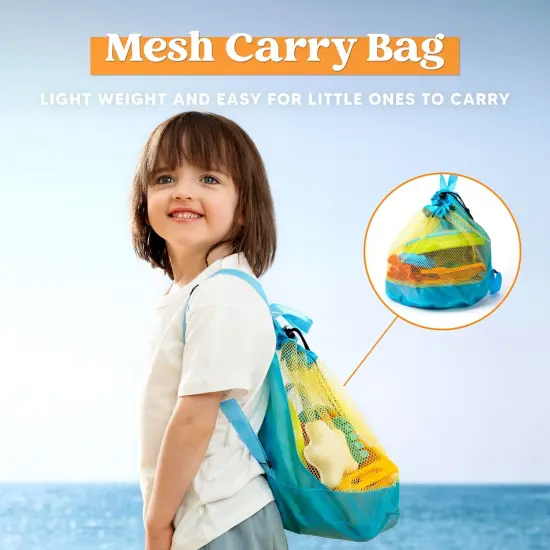 Summer Beach Sand Toys Set - Dump Truck Car Toy with Sand Molds for Toddlers Outdoor Play, Collapsible Foldable Buckets Mesh Bag Shovels Castle Animal Mold Sets, Kids Ages Sandbox Toys (Animals) {5}