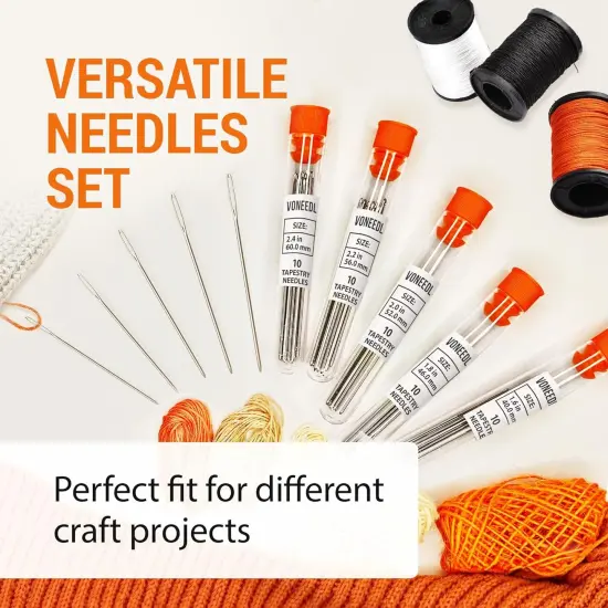 Large Eye Blunt Tapestry Needles (Pack of 50) - 5 Sizes with 5 Storage Tubes - Perfect for Darning, Embroidery, Cross-Stitching, Needlepoint, Crafting, Knitting, Weaving, and DIY {4}