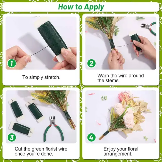 3 Pack 110 Yards Green Floral Wire 22 Gauge Christmas Wire Wreath Wire with Wire Cutter, PAXCOO Flexible Craft Paddle Wire Florist Wire for Wreaths Making, Crafts and Floral Flower Arrangements {5}