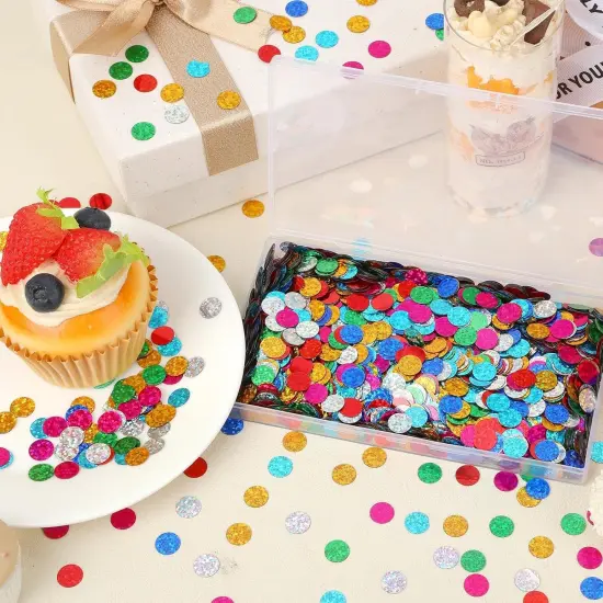 Multicolor Sparkle Foil Confetti, Glitter Round Confetti Birthday Scatter Table Metallic Sequin Sprinkles Circle Dots for Baby Shower Wedding Christmas Valentine Party Decorations {2}