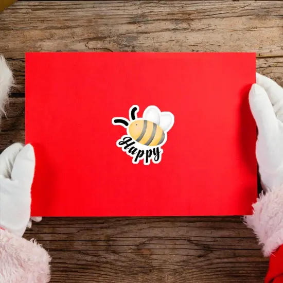 Bee Happy Cartoon Bee Stickers, 500 Multicolor Thank You Stickers for Small Business, Paper, Glossy, Indoor Use {3}