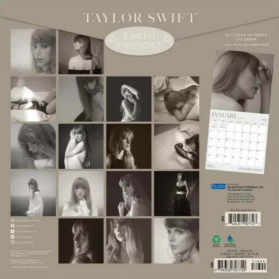 Taylor Swift OFFICIAL | 2026 12x24 Inch (Hanging) 18 Months Monthly Square Wall Calendar | July 2025 - December 2026 | Plastic-Free {2}