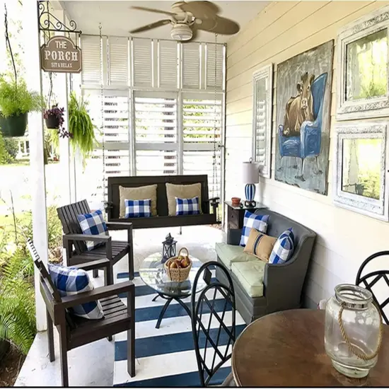 Outdoor Blue Throw Pillow Covers 18x18 Set of 2 Buffalo Plaids Check Summer Front Porch Decorative Gingham Cushion Cases Home Decor Farmhouse for Patio Furniture Couch Bed Sofa,Navy Blue White {5}