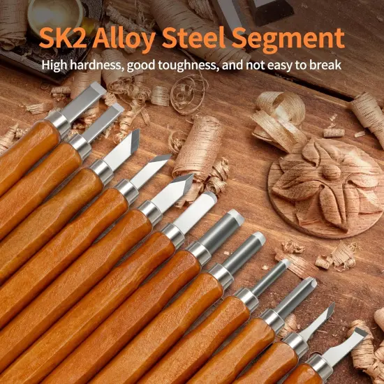 Wood Carving Tools Kit - 12 Pcs Super Sharp and Sturdy Wood Carving Knife Set for Beginners, Professionals, Hobbyists, Artists, and Sculptors - Multipurpose Sculpting, Soap Carving, Pumpkin Carving {2}