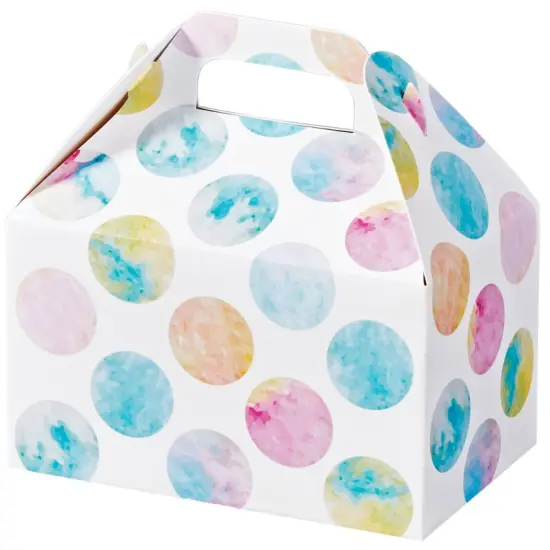 Pack/6: Watercolor Dots Party Favor Gable Box - 6 x 3-3/4 x 3-1/2" {1}