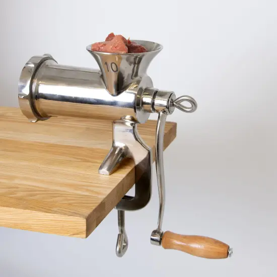 Lehman's Clamp-Down Meat Grinder #10, Manual Hand-Cranked Stainless Steel Meat Grinder for Home Use, Easy to Clean and Store {7}