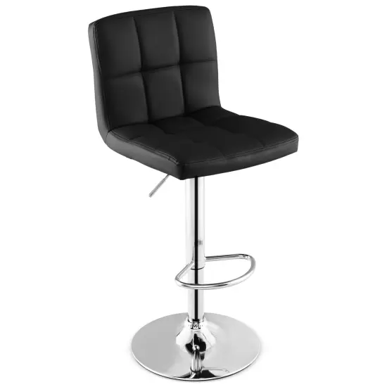 Height Adjustable Swivel Bar Stool with Cushioned Seat and Wide3 Metal Base Black {9}