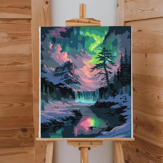 Snow Mountain Paint by Numbers Kit for Adults Beginner Waterfall Adult Paint by Number Kits On Canvas Mountain Oil Painting Kit for Adults Kits for Gift Home Wall Decor 16x20 Inch {3}