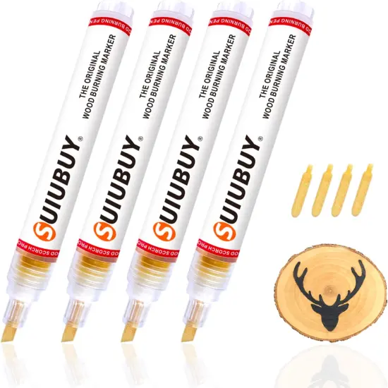Wood Burning Pen Kit, 4 PCS Scorch Pens Equipped with 4 PCS Replacement Oblique Tip, Chemical Wood Burner Set, Suitable for Beginners of DIY Wood Burning Projects {1}
