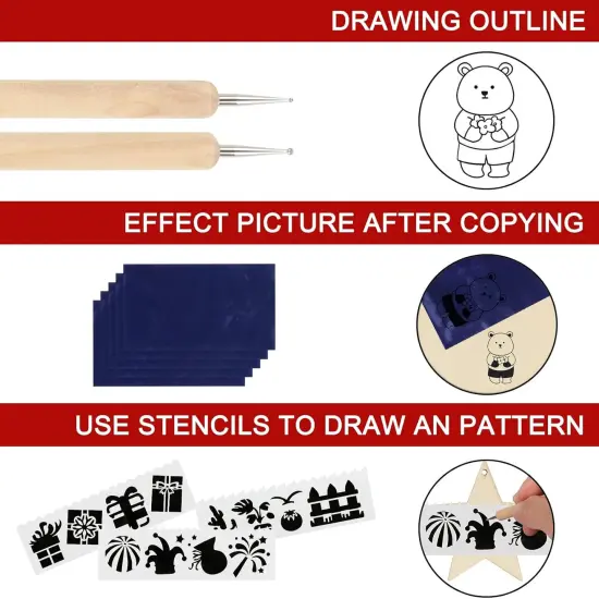 Wood Burning Kit for Beginners, 73PCS Professional Wood Burning Pen and Accessories Wooden Kits Embossing Carving and Wood Burning {5}
