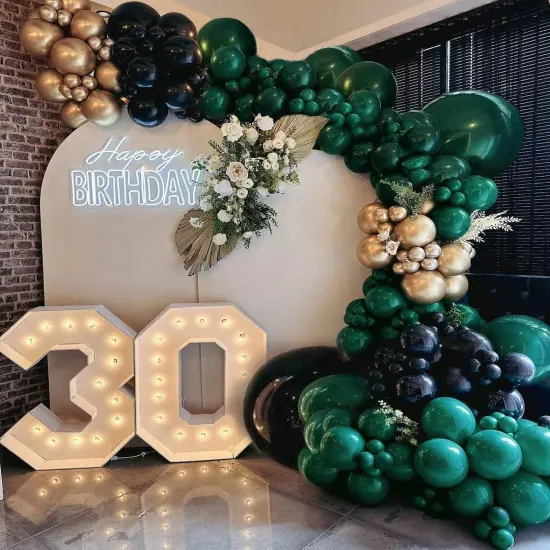Black Green Gold Balloon Garland Double Stuffed Forest Dark Green Black Gold Balloon Arch Kit {4}