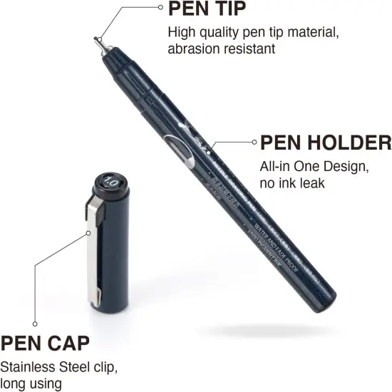 Micro Fineliner Drawing Art Pens Calligraphy Pens for Artist Drawing Supplies, 16 Set Waterproof Black Ink Pens for Sketching,Technical Drawing {3}