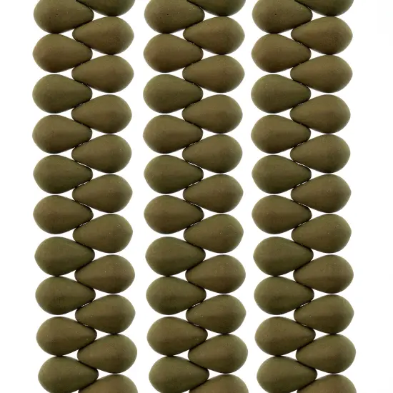 John Bead 114pcs 6x9mm Czech Glass White Alabaster Velvet Drop Bead Strands Khaki {1}