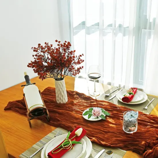 Orange Artificial Baby&rsquo;s Breath Flowers 6 Bundles {2}