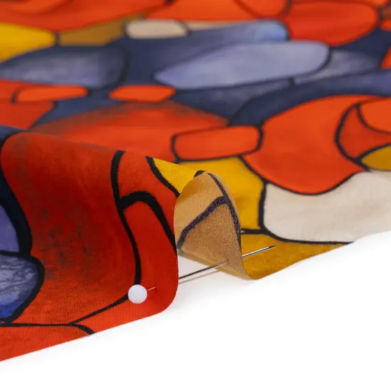 1 Yard Italian Silk Charmeuse Floral Stained Glass Roses 53" Wide Smooth Fabric for Evening Wear & Tops {2}