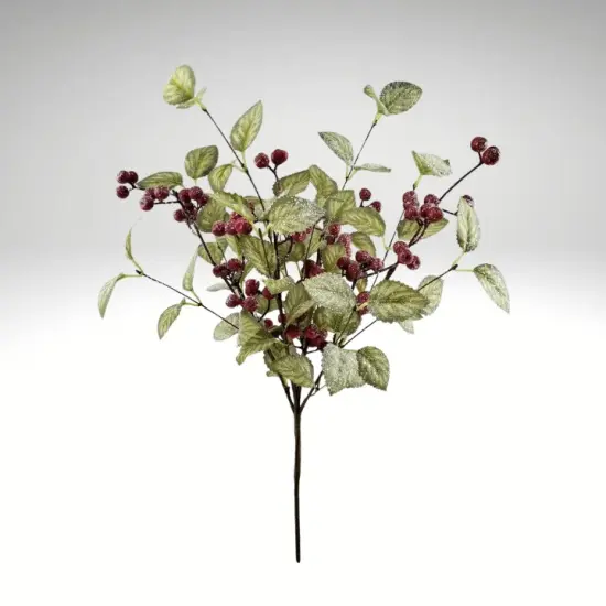 20" Frosted Viburnum Berry Bush &ndash; Icy Red Berries for Holiday Decor-40376 {2}