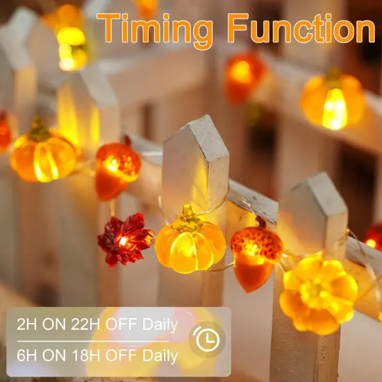 Pumpkin Maple Leaf String Lights - 10ft 30 LEDs (Red Green and Yellow) {4}