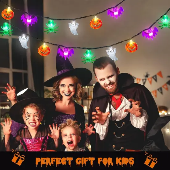 Pumpkin Ghost Bat Spider String Lights Battery {5}