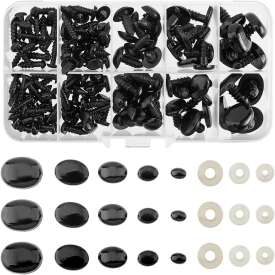 125Pcs Safety Eyes and Noses 5 Size 6/8/11/14/17mm Resin Craft Doll Eyes {1}