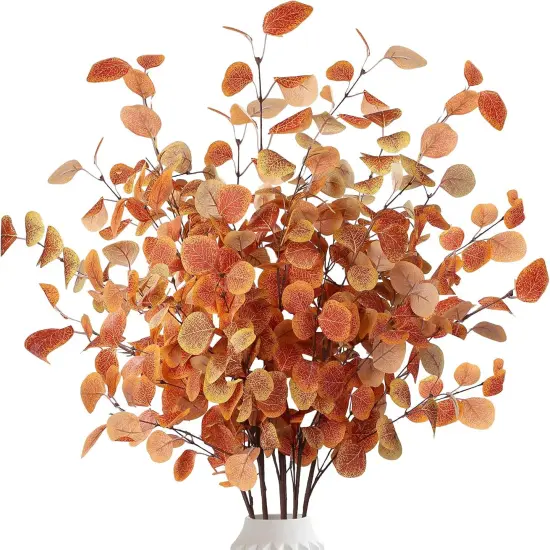 6 Pcs Artificial Fall Eucalyptus Stems {1}
