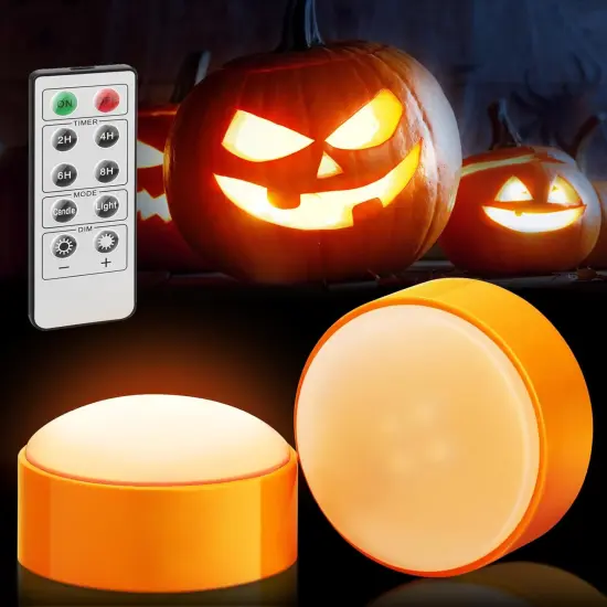2-Pack Halloween LED Pumpkin Lights with Remote and Timer {1}