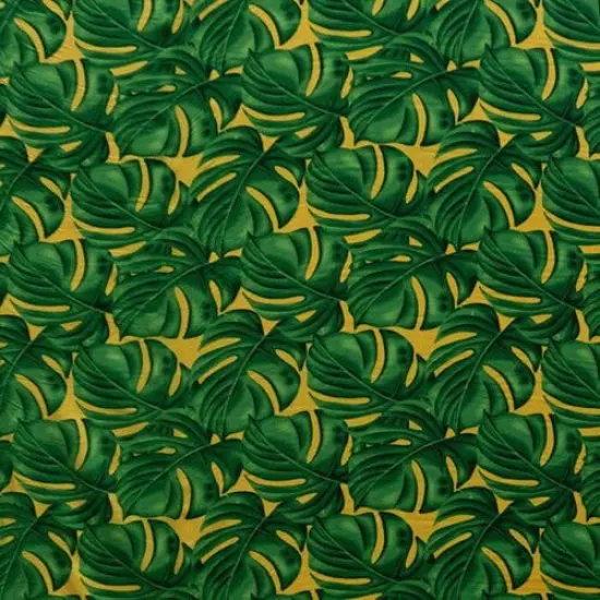 1 Yard All Over Monstera Leaf Polyester Fabric 45 Inch Width Turquoise/Green {4}