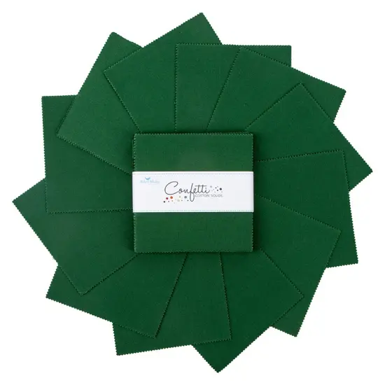 Confetti Cotton 5" Square Pack (Charm Pack / 5" Stacker) in Christmas Green byfor Riley Blake (5-120-CHRISTMAS-42) {3}