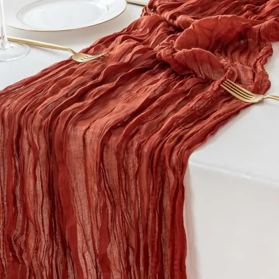 Terracotta Cheesecloth Table Runner Decor 10ft Boho Gauze Rustic {1}