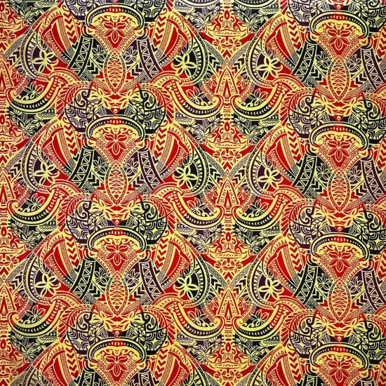 1 Yard Traditional Polynesian Tattoo All Over Design Peachskin Fabric For Apparel 45 Inch LightBlueRoyalBlack {2}