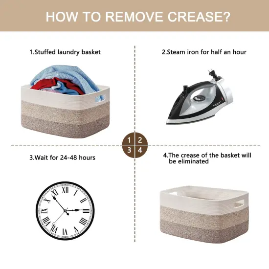 108L Super Large Blanket Basket, 25&rdquo;x16&rdquo;x16&rdquo;(108L) Rectangle Woven Baskets for Storage, Cotton Rope Basket For Living Room, Toy Storage with Handle- Gradient Brown {2}