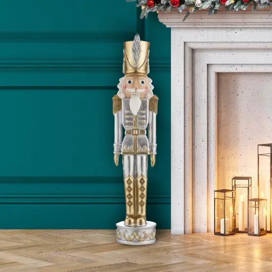 Haute Decor 37 Inch Tall Gold and Silver Nutcracker - Decorative Christmas Nutcracker for Indoor/Outdoor Use - Large Nutcracker for Holiday Decoration {2}