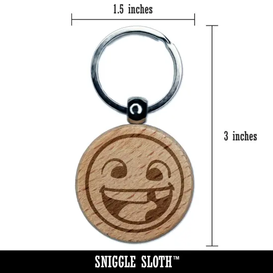 Smiling Face with Missing Tooth Dentist Teeth Engraved Wood Round Keychain Tag Charm {2}