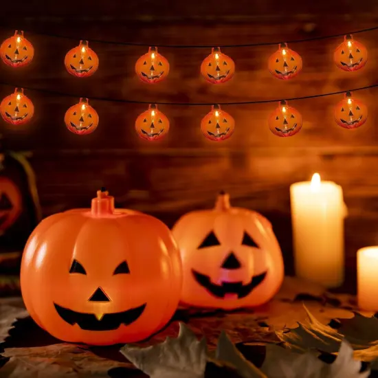Halloween String Lights - 8.5Ft with 10 3D Pumpkin (Clear Pumpkin Lights) {2}