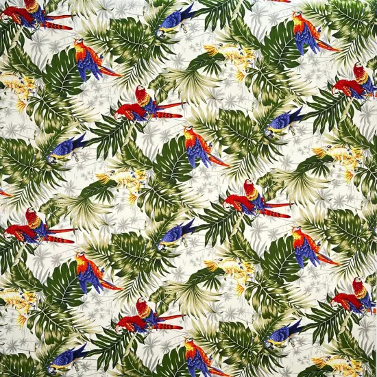 1 Yard Parrots Split Monstera Palm Leaves Tropical Peachskin Fabric for Clothing 45 Inch Width Teal {3}