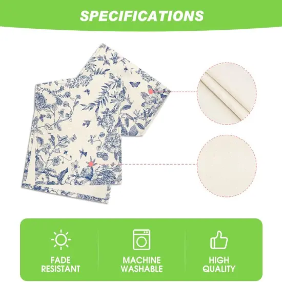 Monochrome Sketch Birds and Flowers Spring Table Runner,13x108 Inch {5}