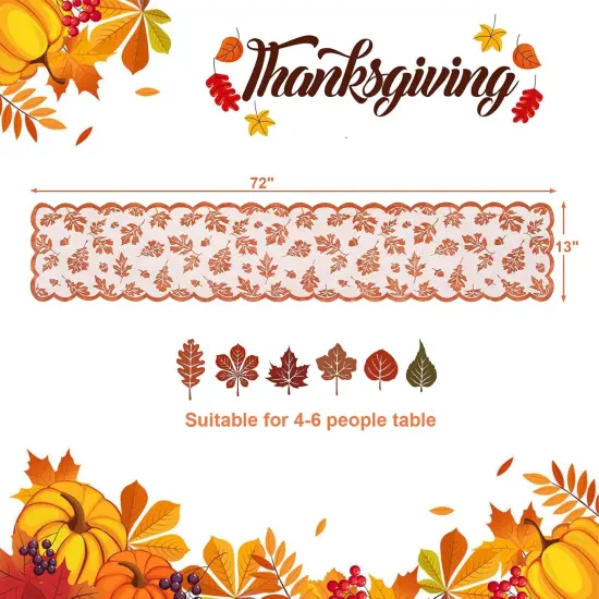 2 Pack Fall Table Runner, Thanksgiving Table Runner,(13 x 72 inches) {2}
