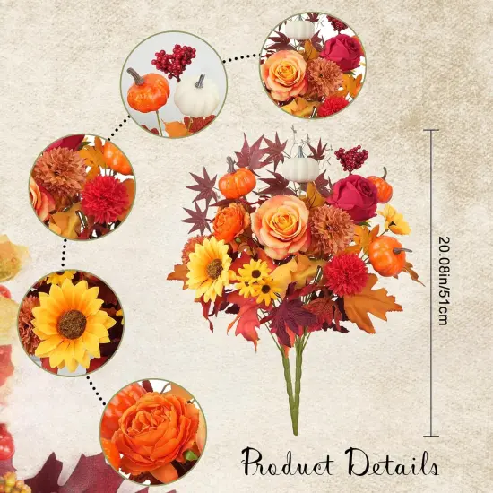 20 Inch Fall Artificial Flower (2 Bunches) - Roses {2}