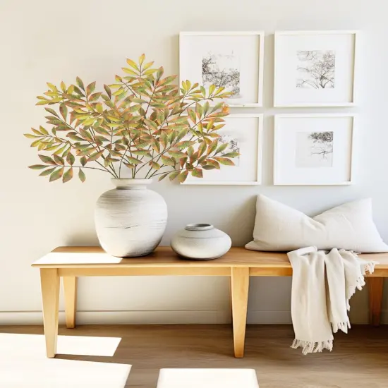 3PCS Artificial Greenery Stems - 37.4 Inch (Chestnut - Yellow) {5}