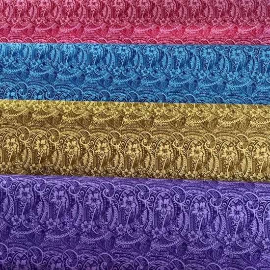 1 Yard Mini Hibiscus Flowers Polynesian Tattoo Fabric, 100% Polyester, 60 Inches Width Purple {2}